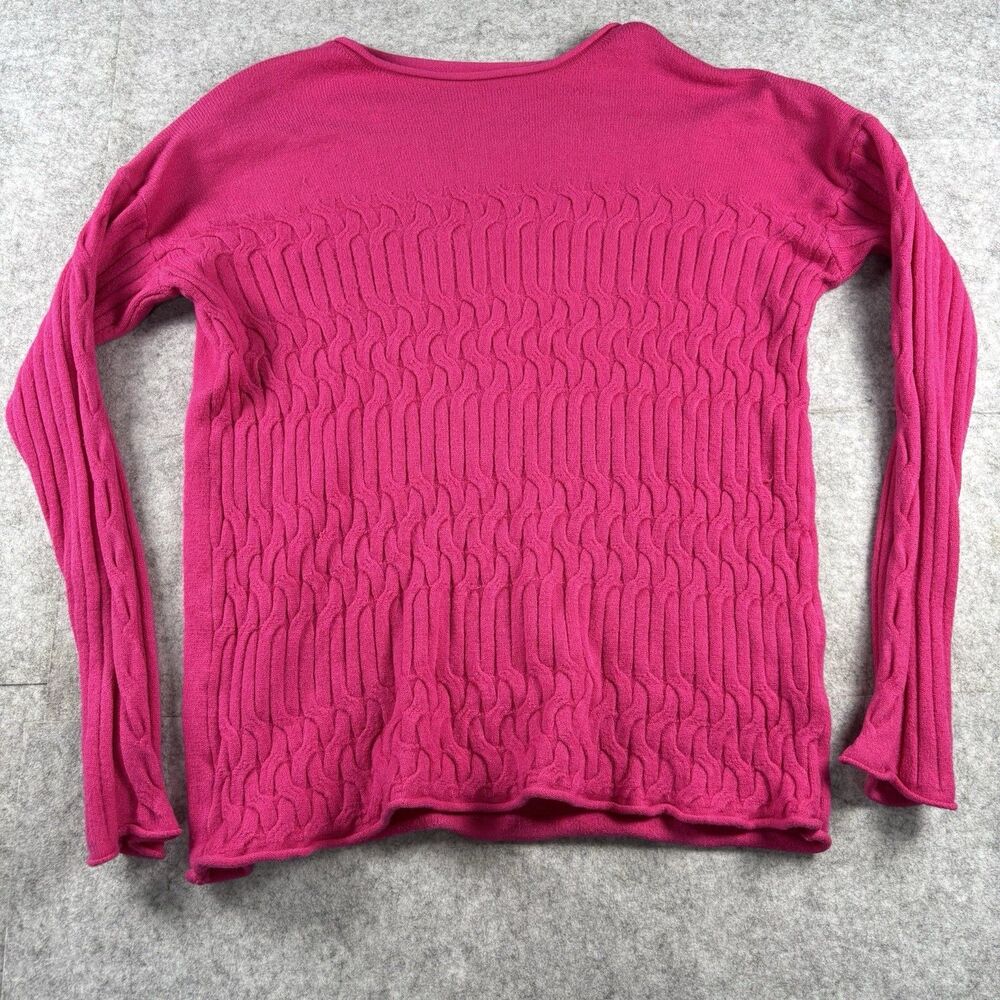 Vintage Angelina Roma Pink Viscose Cable Knit Pullover Sweater Womens L/XL